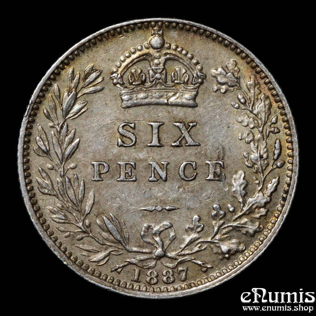 Great Britain, Victoria, Sixpence 1887, wreath type, aUNC Great Britain, Victoria, Sixpence 1887, wreath type, aUNC