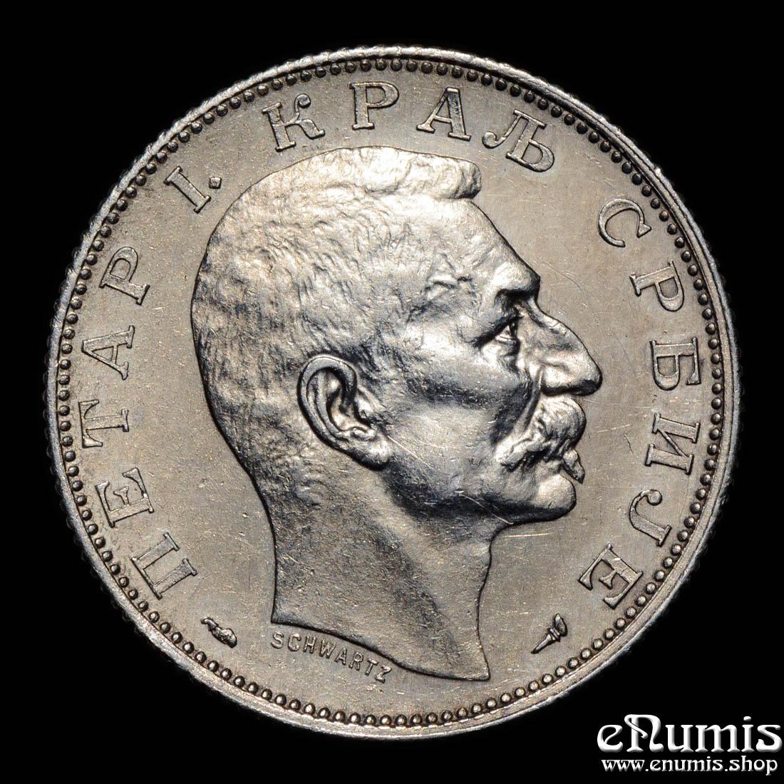 SERBIA, Peter I, 2 Dinara 1915, aUNC
