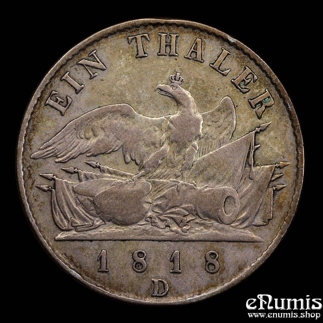 Germany, Prussia, Friedrich Wilhelm III, Taler 1818 D, Düsseldorf, VF Germany, Prussia, Friedrich Wilhelm III, Taler 1818 D, Düsseldorf, VF