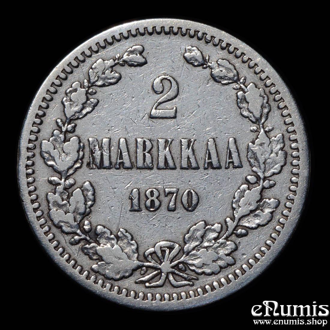 Russia, Finland, Alexander II, 2 Markkaa 1870, VF