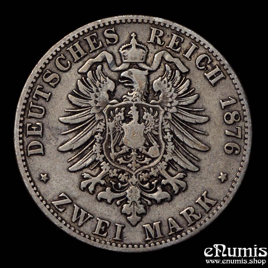 Germany, Bavaria, Ludwig II, 2 Mark 1876, VF