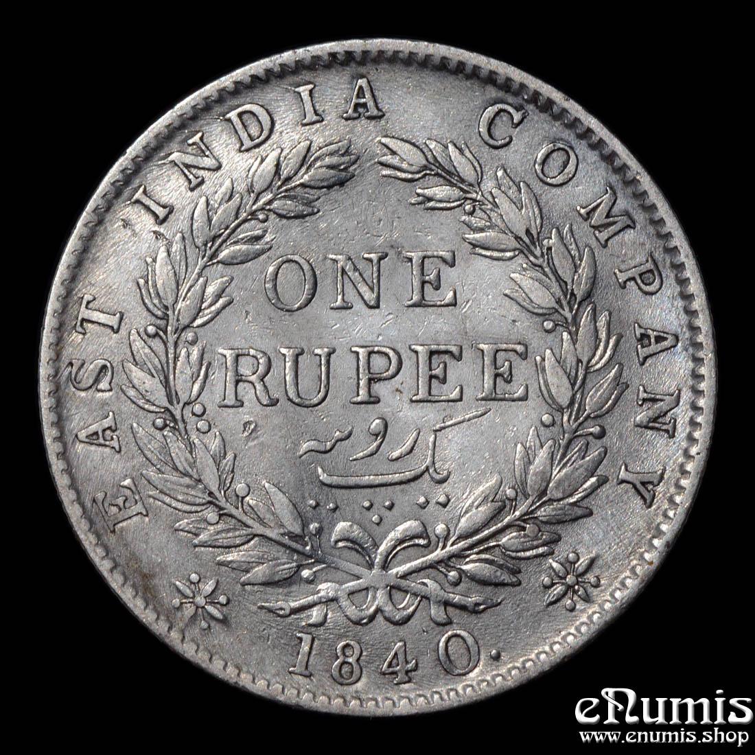 INDIA, Victoria, Rupee 1840, Bombay, B/IV, aXF