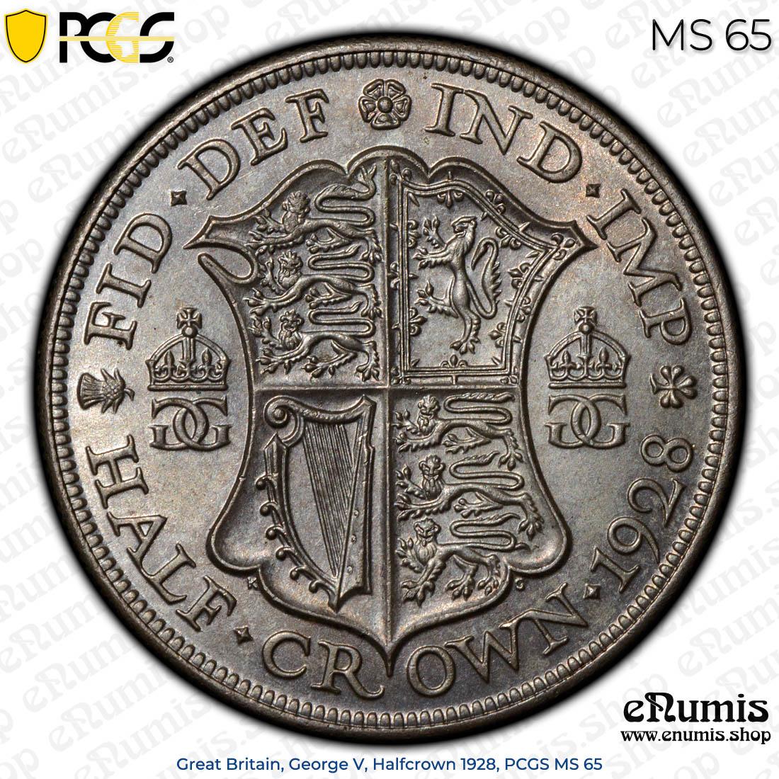 Great Britain, George V, Halfcrown 1928, PCGS MS 65