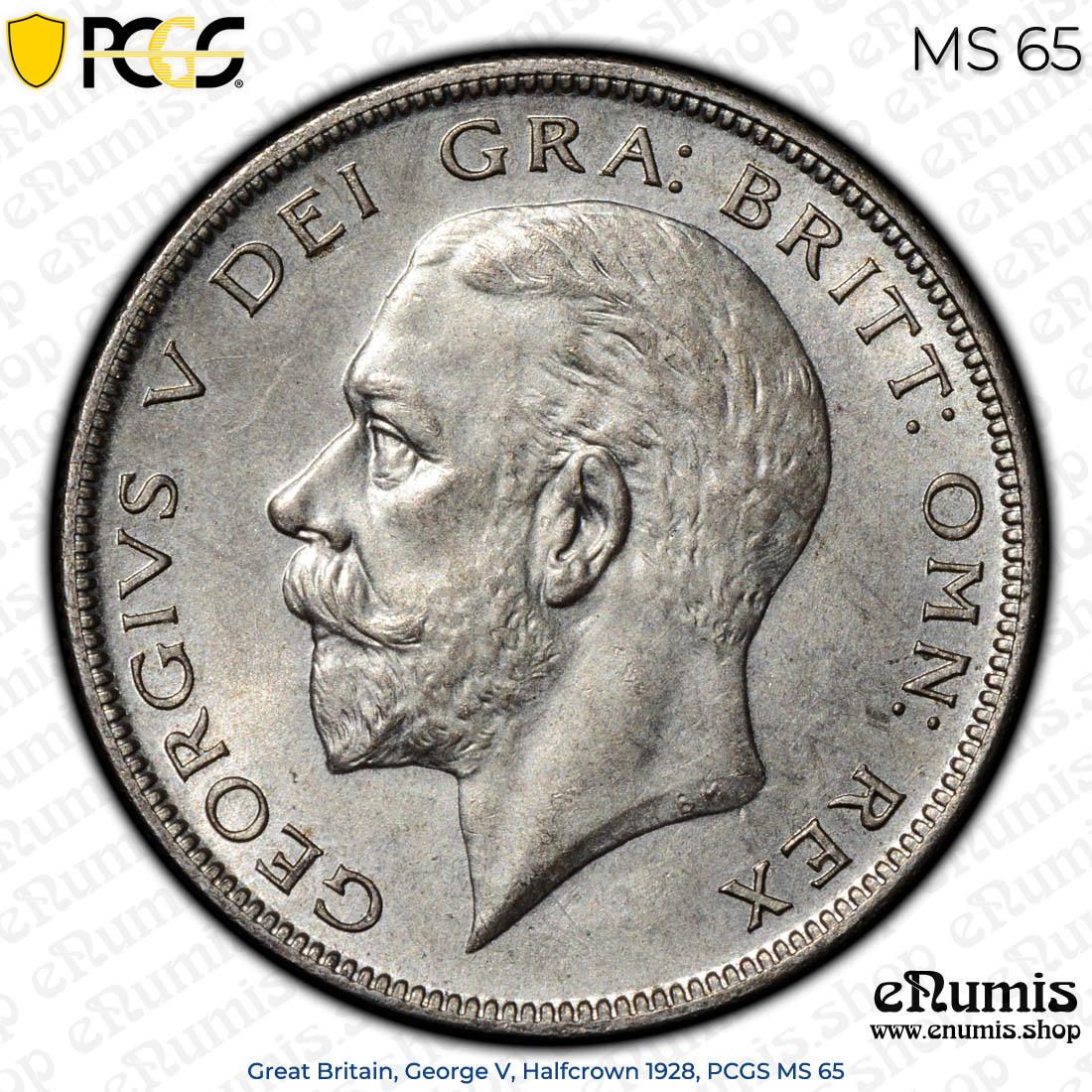 Great Britain, George V, Halfcrown 1928, PCGS MS 65