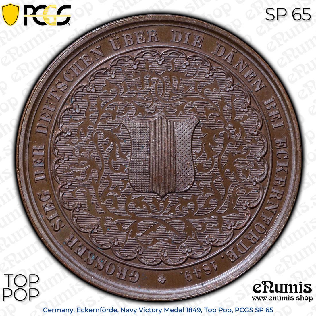 Germany, Eckernförde, Navy Victory Medal 1849, Top Pop, PCGS SP 65
