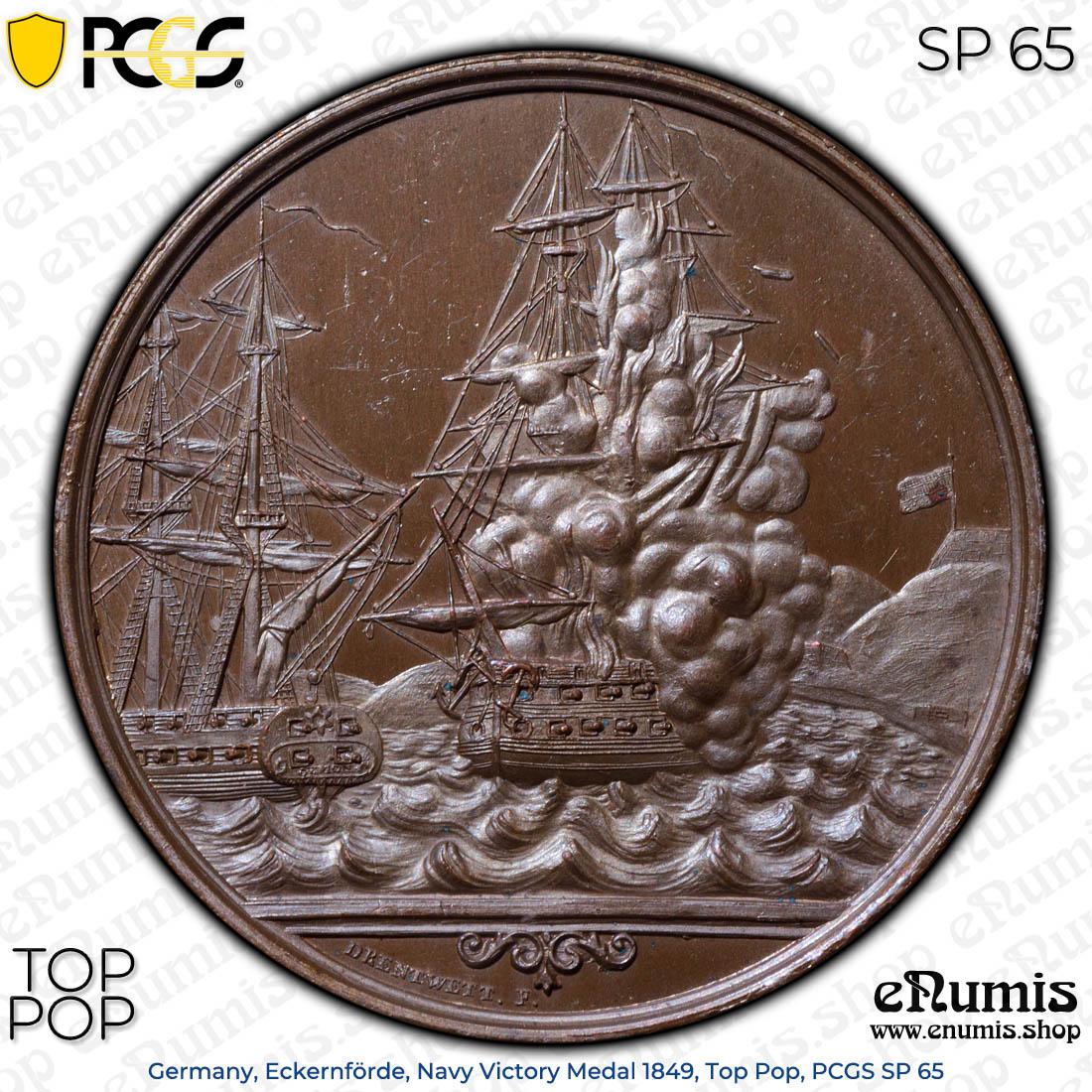 Germany, Eckernförde, Navy Victory Medal 1849, Top Pop, PCGS SP 65