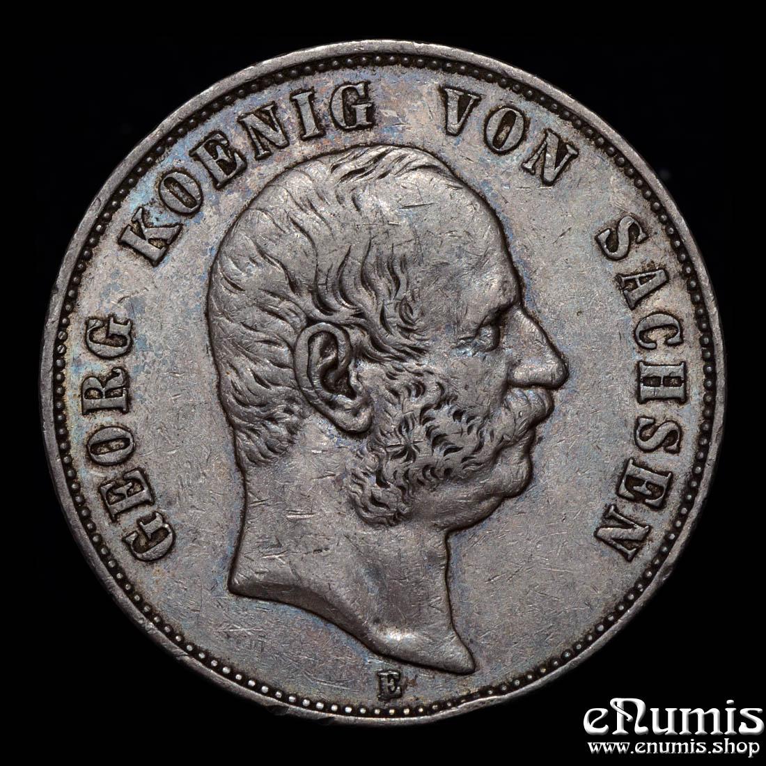 Germany, Saxony, Georg, 5 Mark 1903, toned, VF-XF