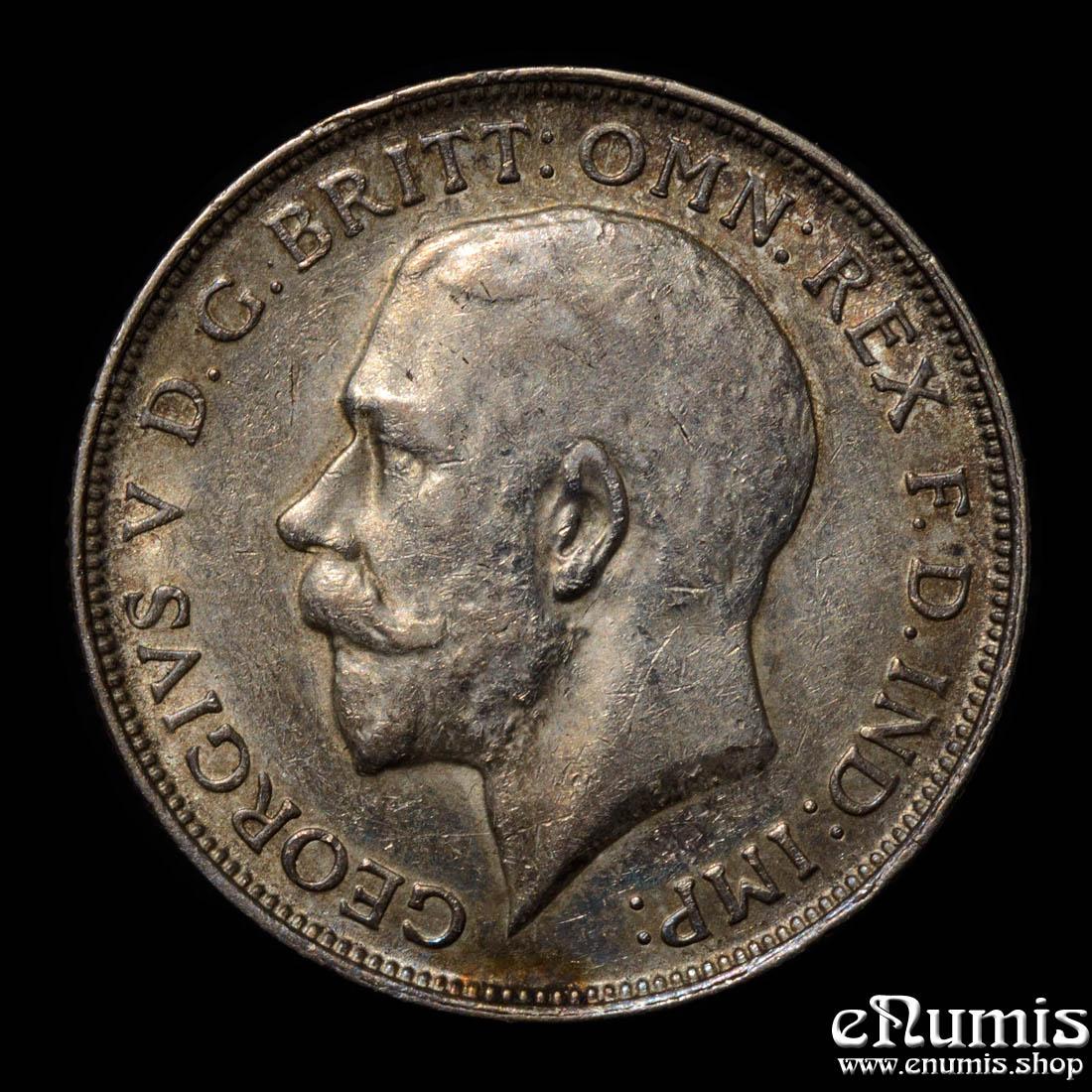 Great Britain, George V, Florin 1914, Rare type, D.1735, toned, XF+/aUNC
