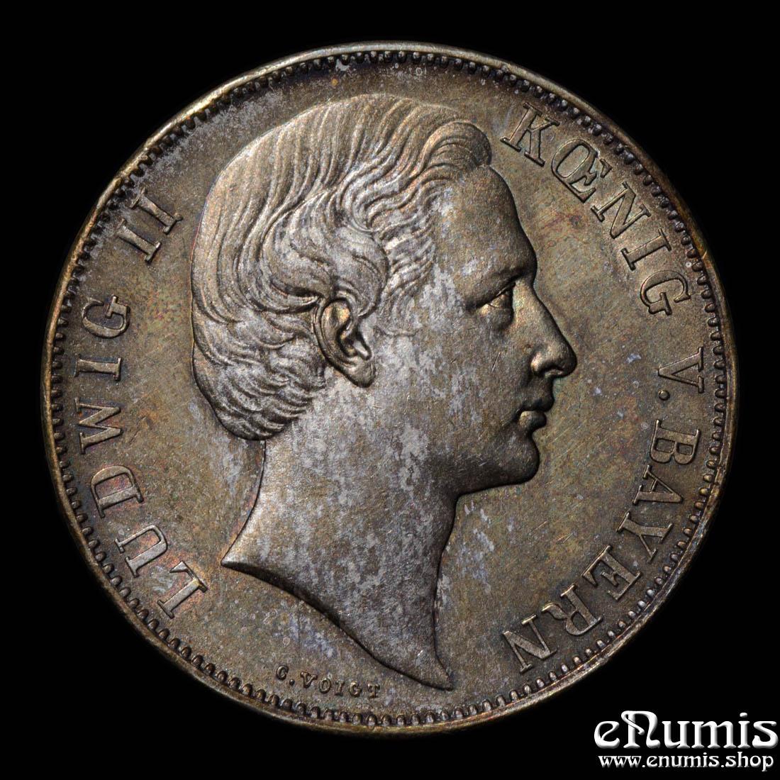 Germany, Bavaria, Ludwig II, Taler 1869, Lions, UNC