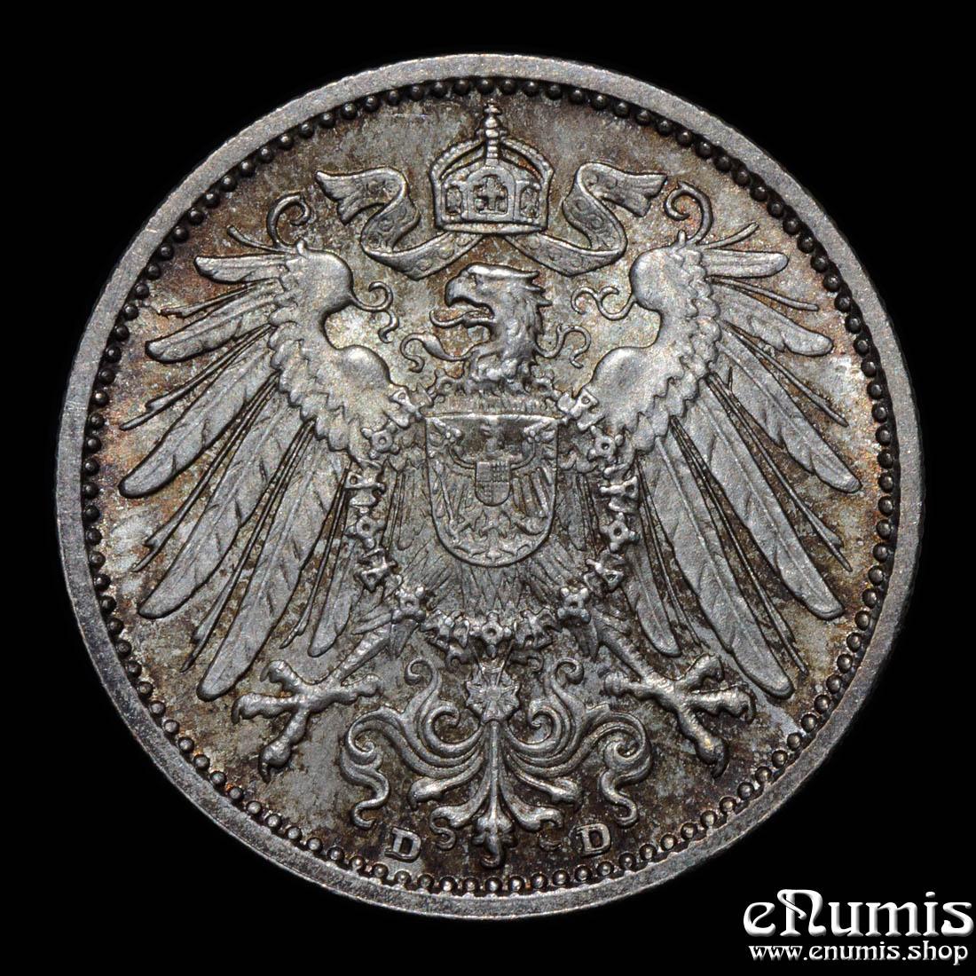 German Empire, 1 Mark 1906 D, Munich, Nicely toned, UNC