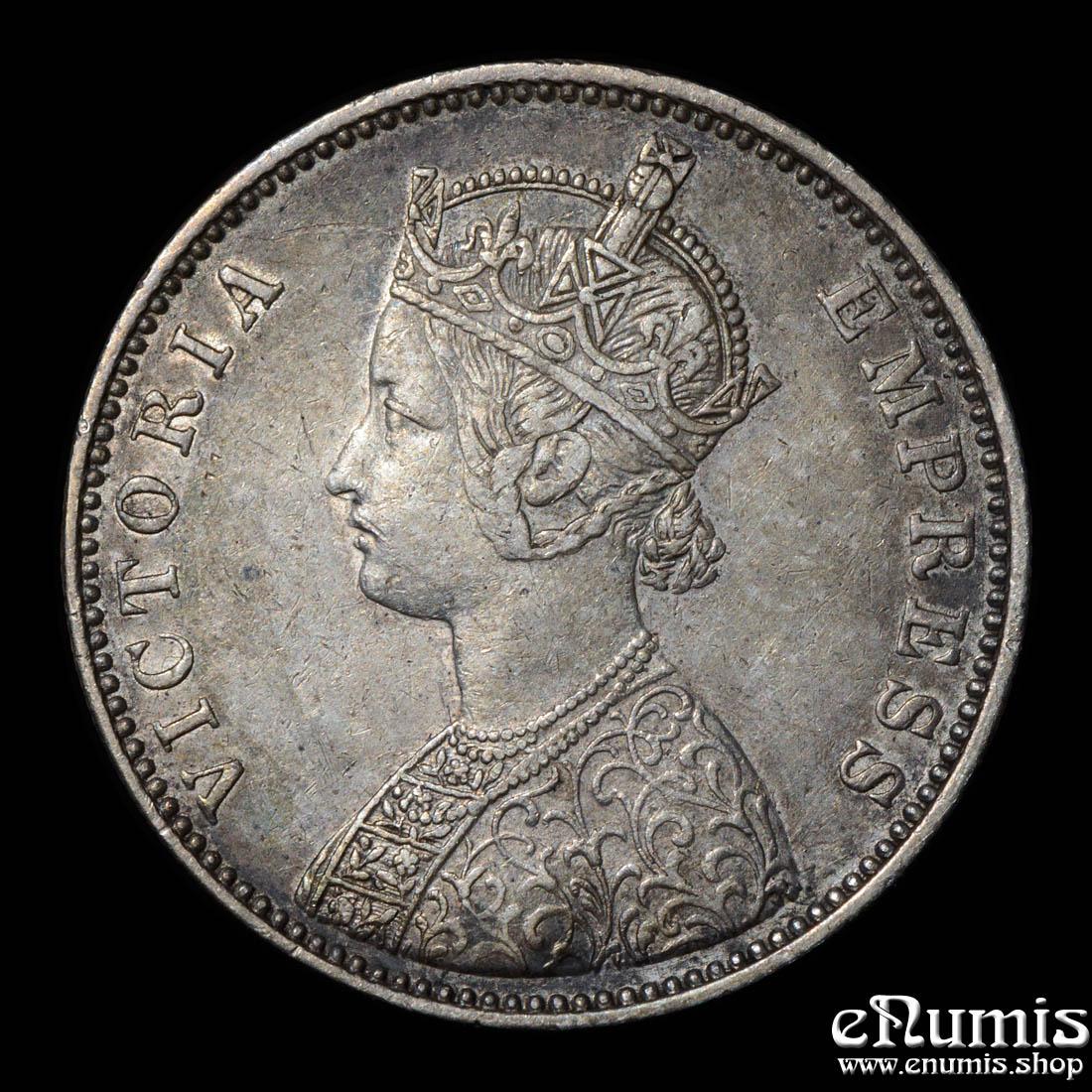 INDIA, Victoria, Rupee 1877, Bombay, A3/II, toned, XF+