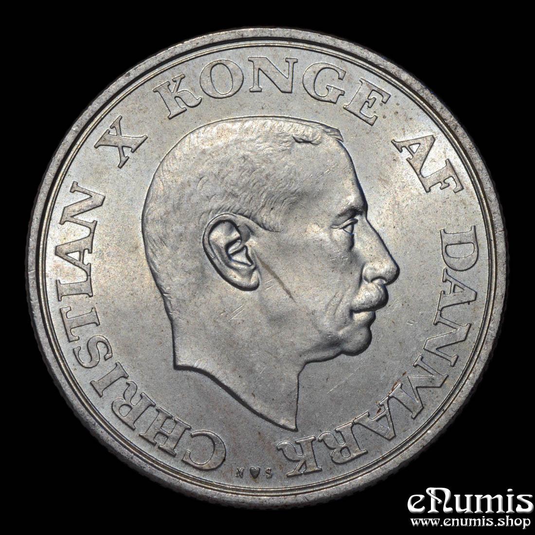 DENMARK, Christian X, 2 Kroner 1937, 25th Anniversary of Reign, UNC