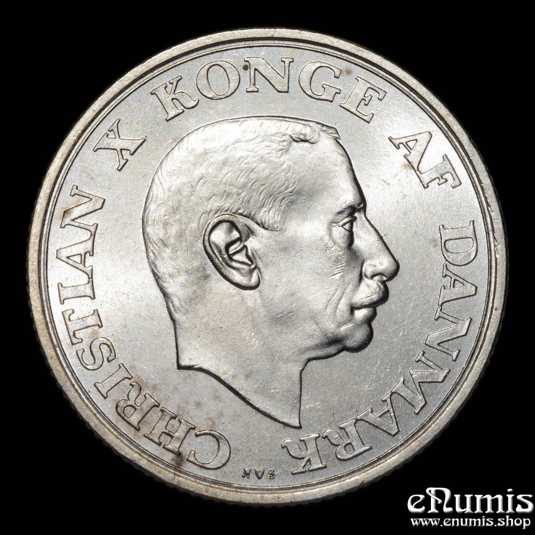 DENMARK, Christian X, 2 Kroner 1937, 25th Anniversary of Reign, UNC