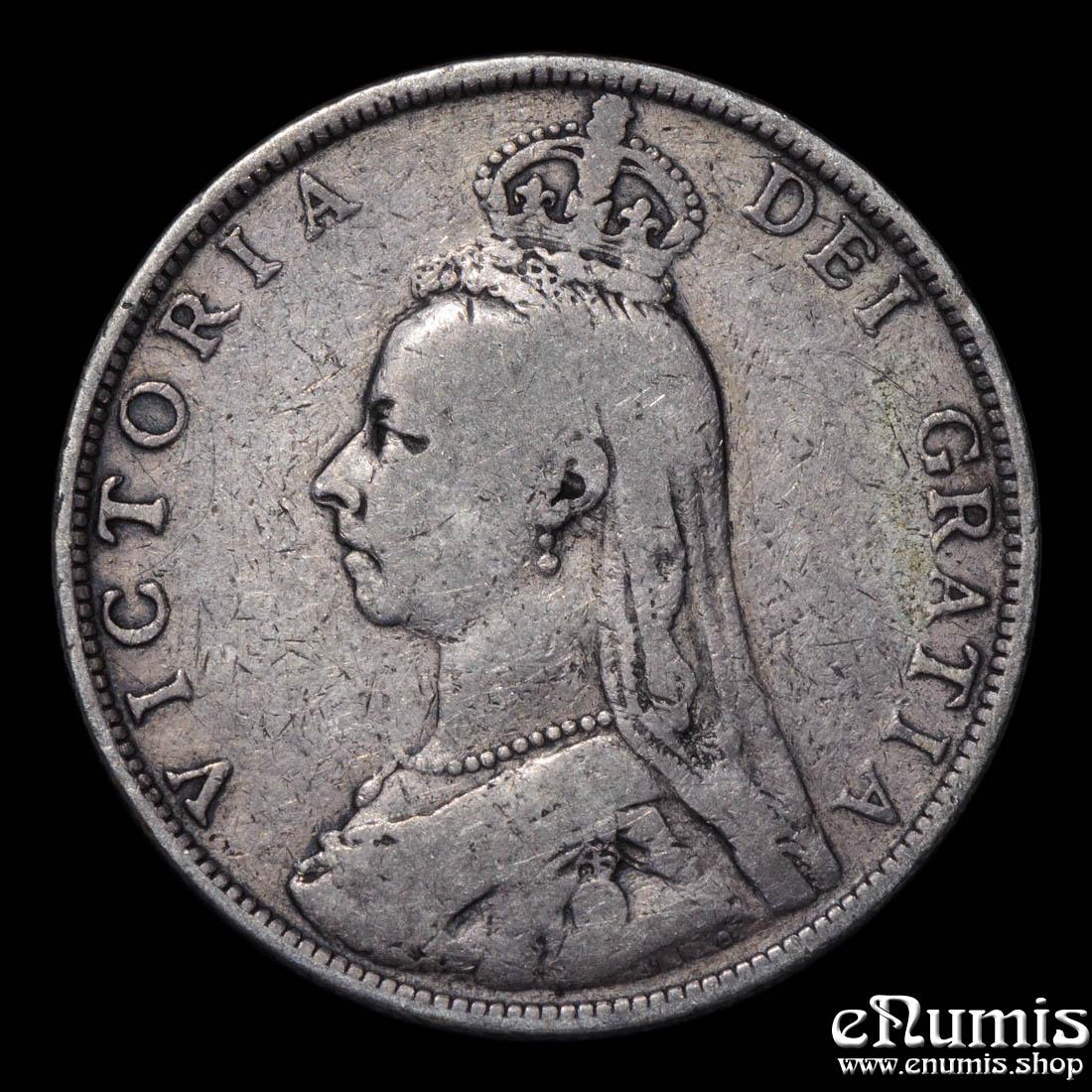 Great Britain, Victoria, Florin 1889, scarce type, aVF Great Britain, Victoria, Florin 1889, scarce type, aVF