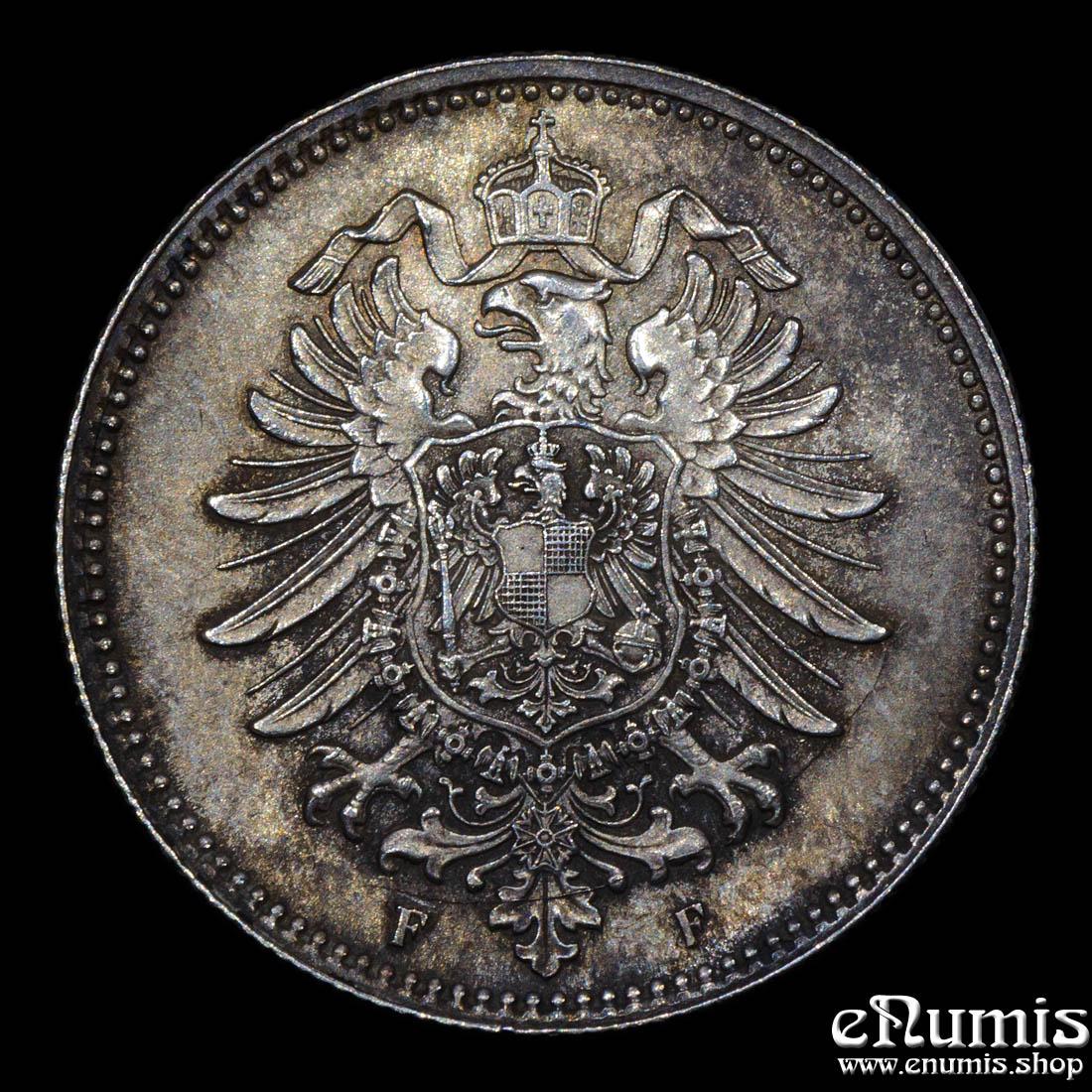 German Empire, 1 Mark 1886 F, Stuttgart, toned, UNC/aUNC