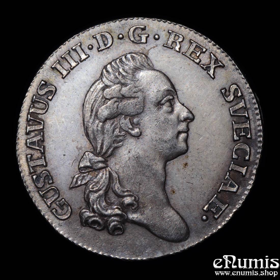 SWEDEN, Gustaf III, 1/6 Riksdaler 1778, UNC