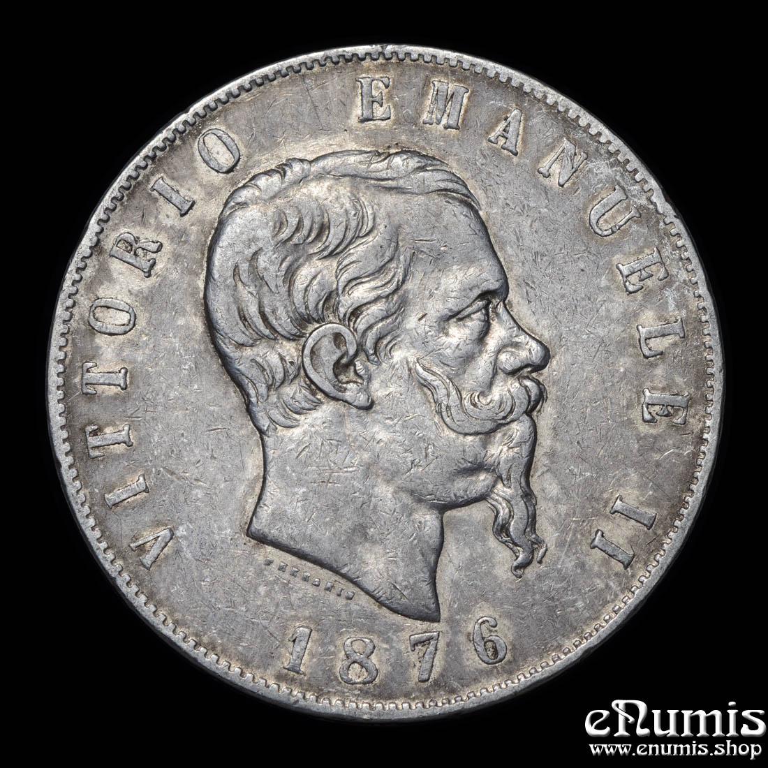 ITALY, Vittorio Emanuele II, 5 Lire 1876 R, VF+