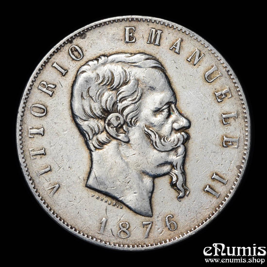 ITALY, Vittorio Emanuele II, 5 Lire 1876 R, VF+