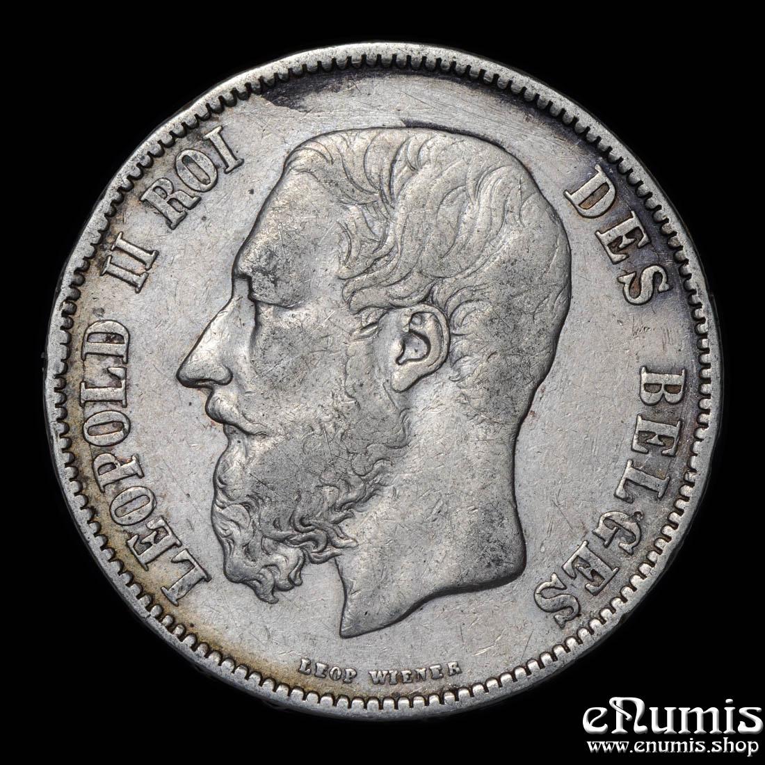 BELGIUM, Leopold II, 5 Francs 1870, VF