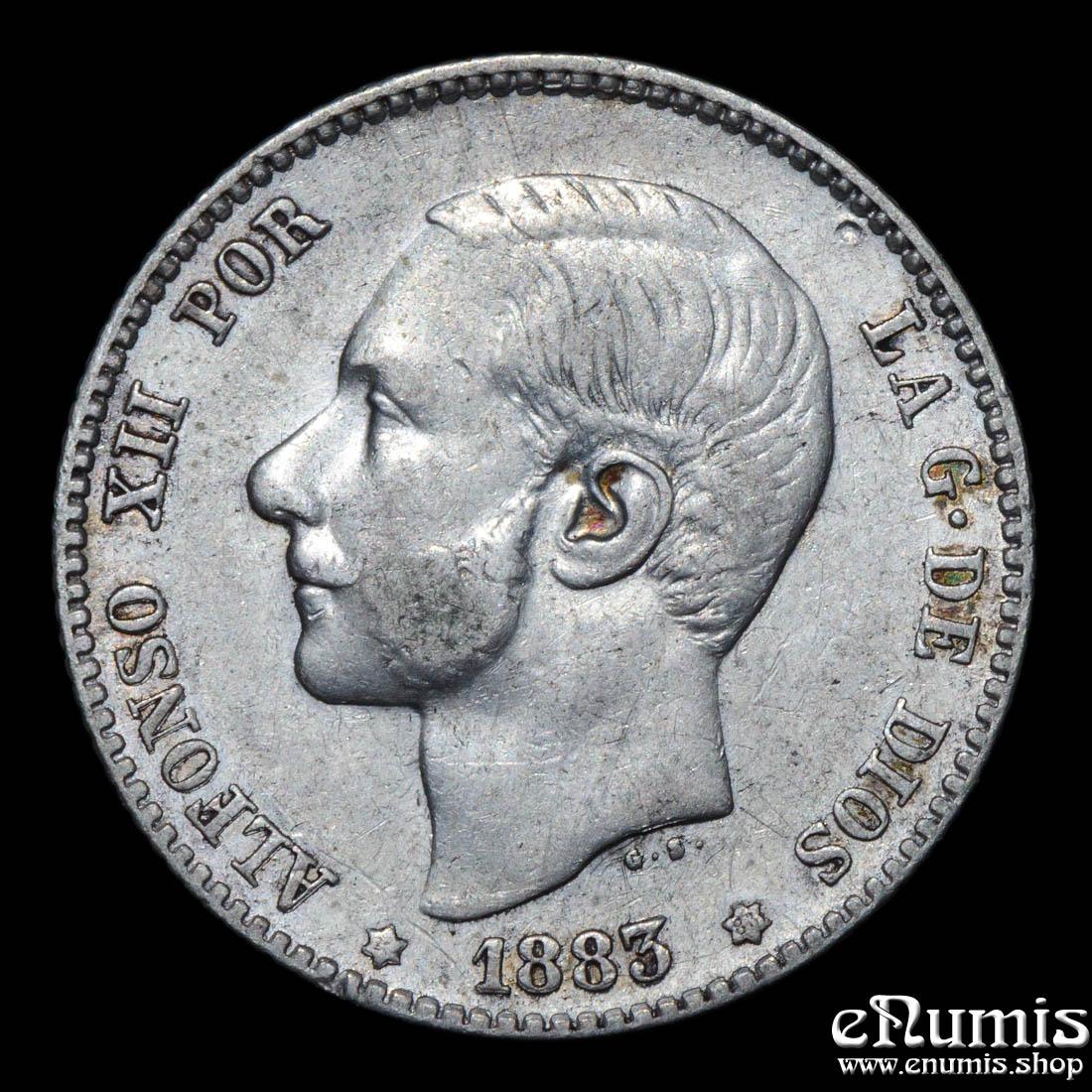 SPAIN, Alfonso XII, 1 Peseta 1883 MS-M, XF