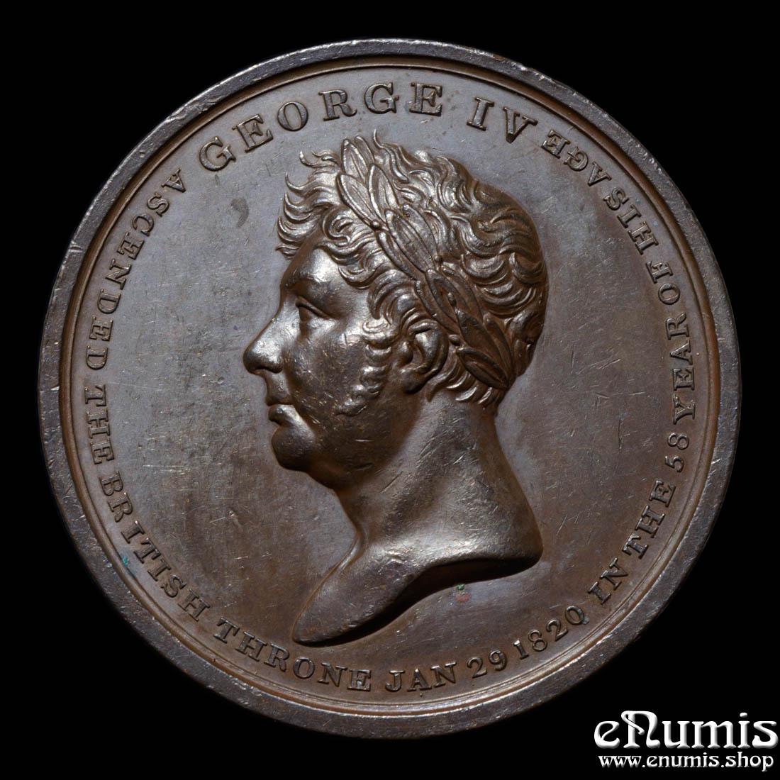 Great Britain, George IV, Coronation Medal 1821, Bronze, by Hancock, Rare!