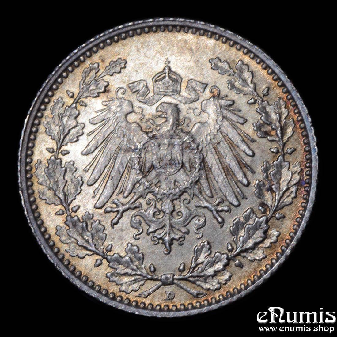 German Empire, 1/2 Mark 1905 D, Munich, UNC German Empire, 1/2 Mark 1905 D, Munich, UNC