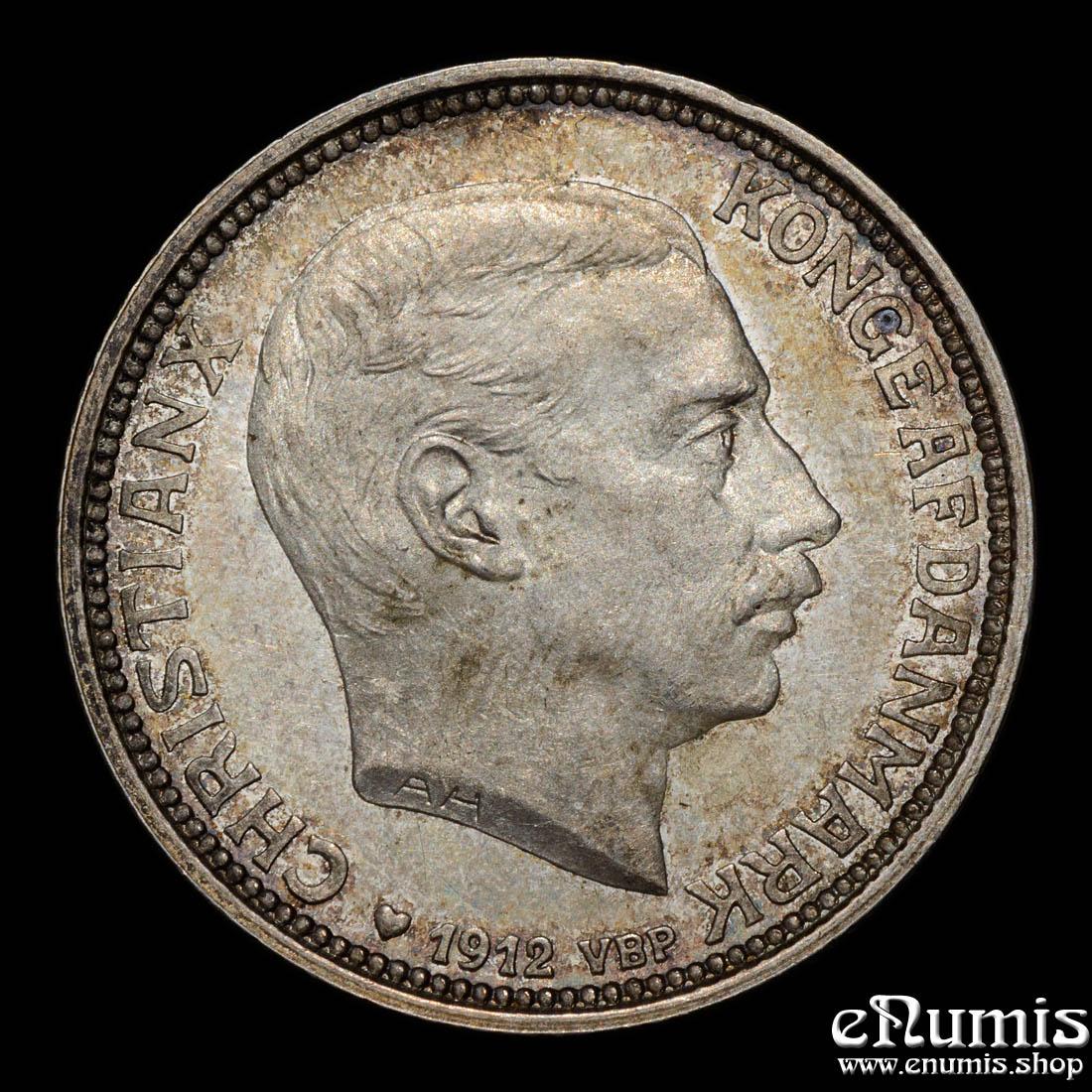DENMARK, Christian X, 2 Kroner 1912, Death of Frederik VIII, aUNC/UNC DENMARK, Christian X, 2 Kroner 1912, Death of Frederik VIII, aUNC/UNC