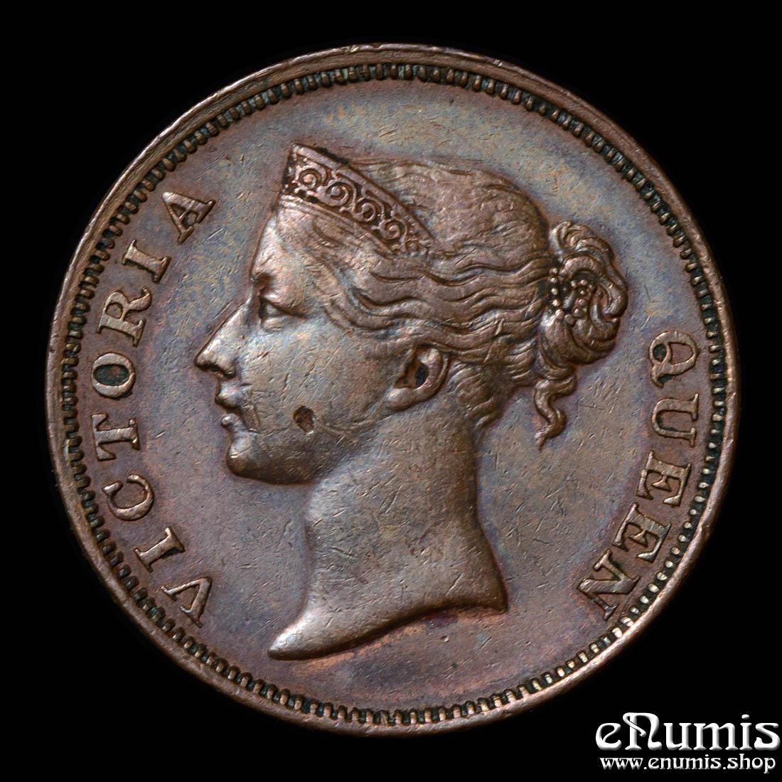 Straits Settlements, Victoria, 1 Cent 1845, XF+ Straits Settlements, Victoria, 1 Cent 1845, XF+