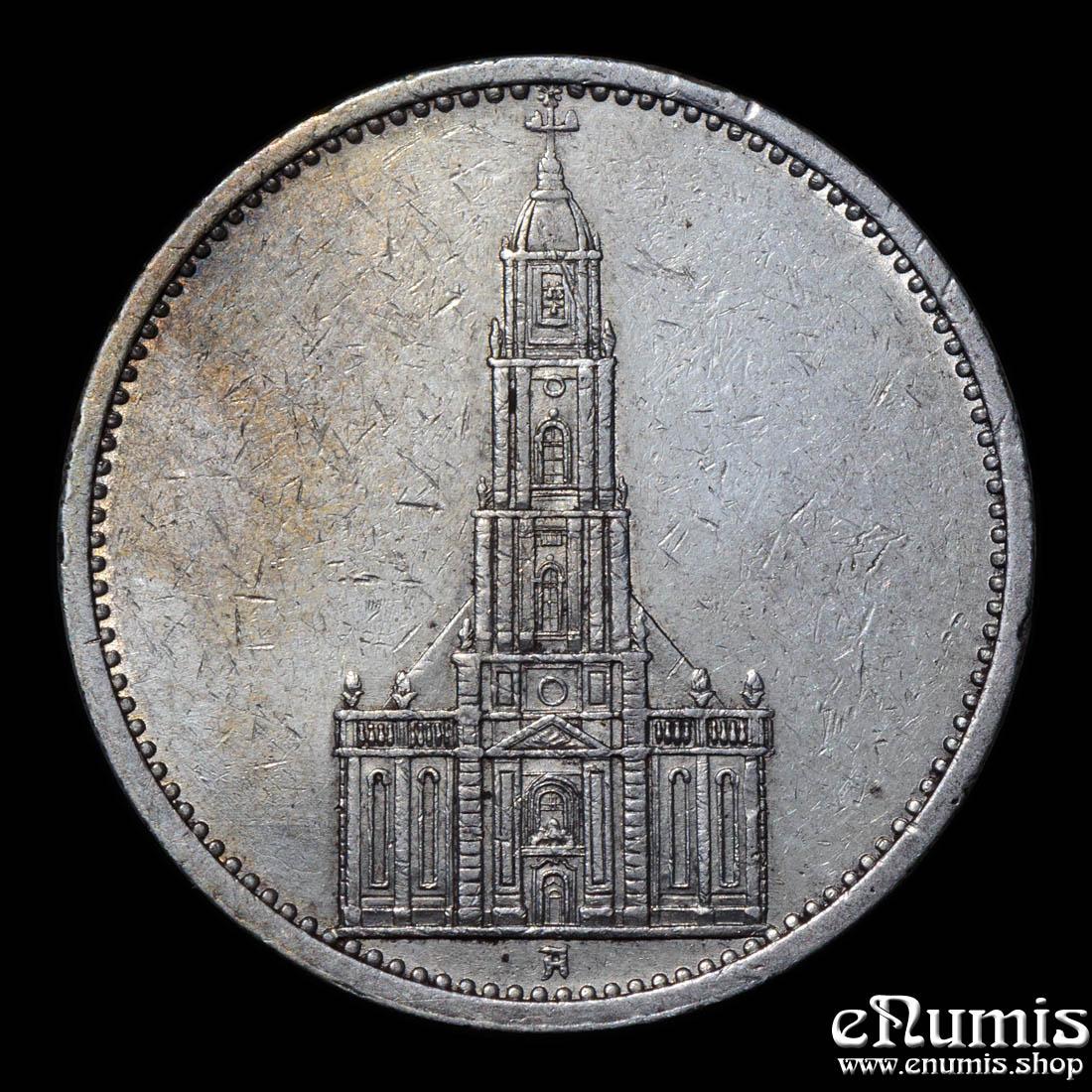 Germany, Third Reich, 5 Mark 1934 A, Berlin, Garrison Church, aXF