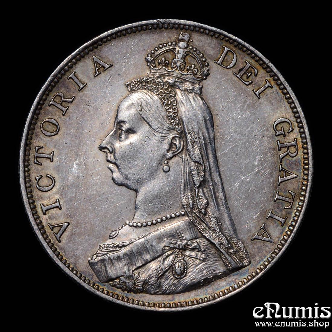 Great Britain, Victoria, Double Florin 1887, Arabic 1, aUNC