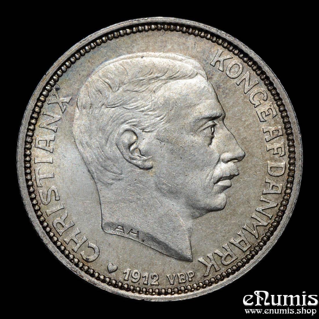 DENMARK, Christian X, 2 Kroner 1912, Death of Frederik VIII, UNC