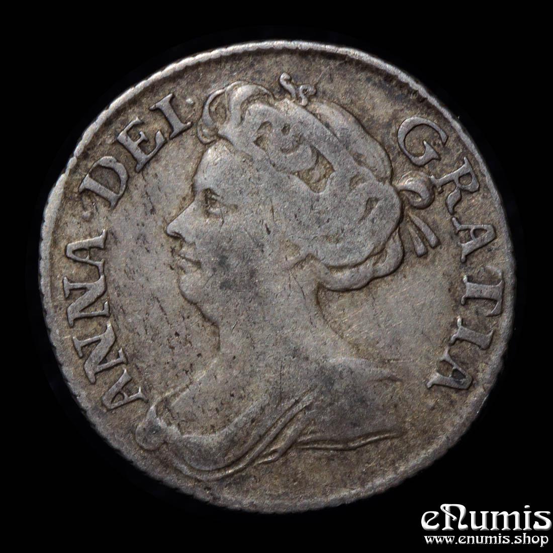Great Britain, Anne, 6 Pence 1711, Large lis variety, VF+