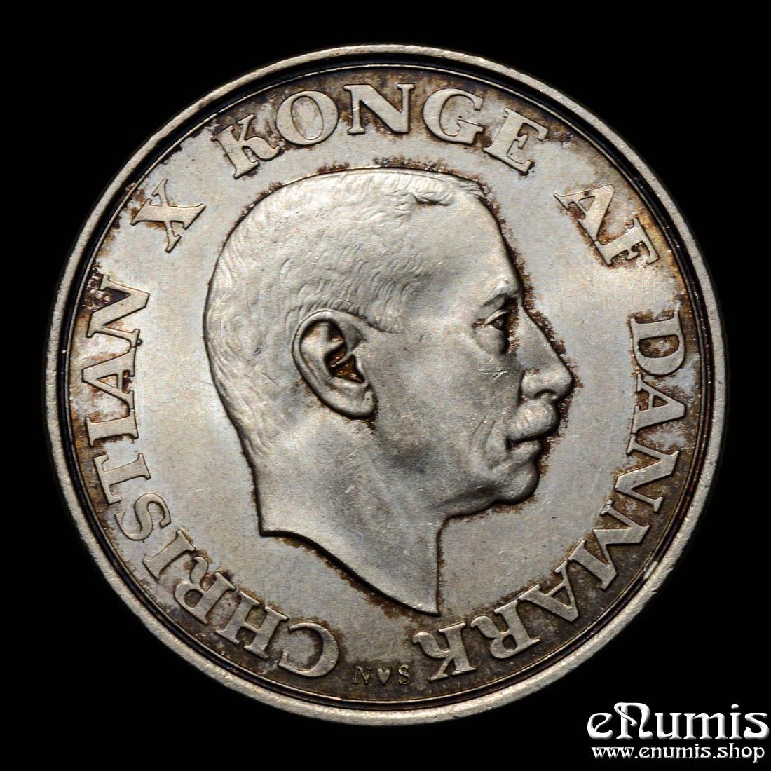 DENMARK, Christian X, 2 Kroner 1945, King’s 75th Birthday, UNC DENMARK, Christian X, 2 Kroner 1945, King’s 75th Birthday, UNC