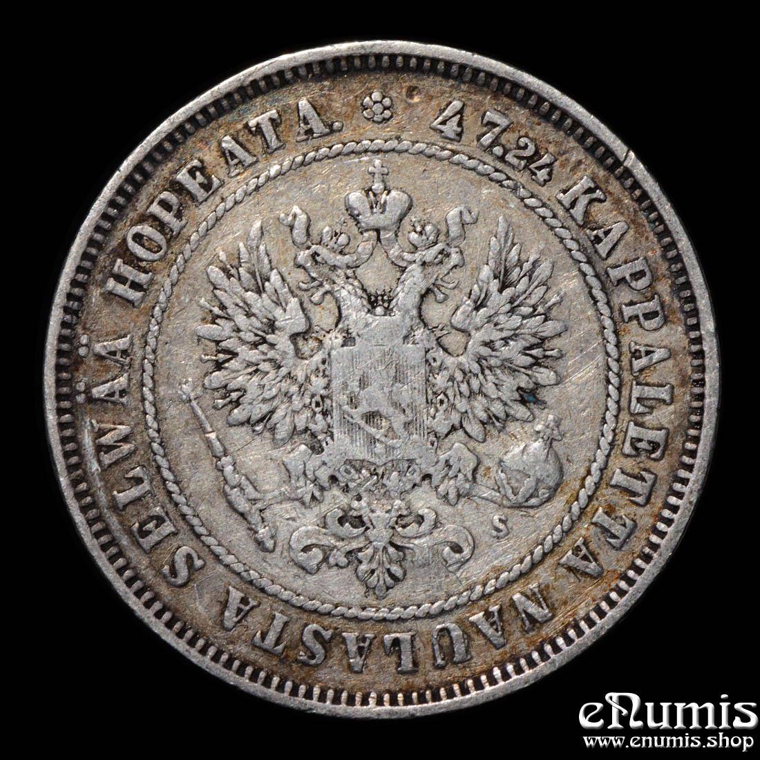 Russia, Finland, Alexander II, 2 Markkaa 1874, VF