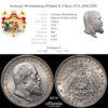 Germany, Wurttemberg, Wilhelm II, 3 Mark 1914, aUNC/UNC Germany, Wurttemberg, Wilhelm II, 3 Mark 1914, aUNC/UNC