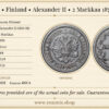 Russia, Finland, Alexander II, 2 Markkaa 1870, VF
