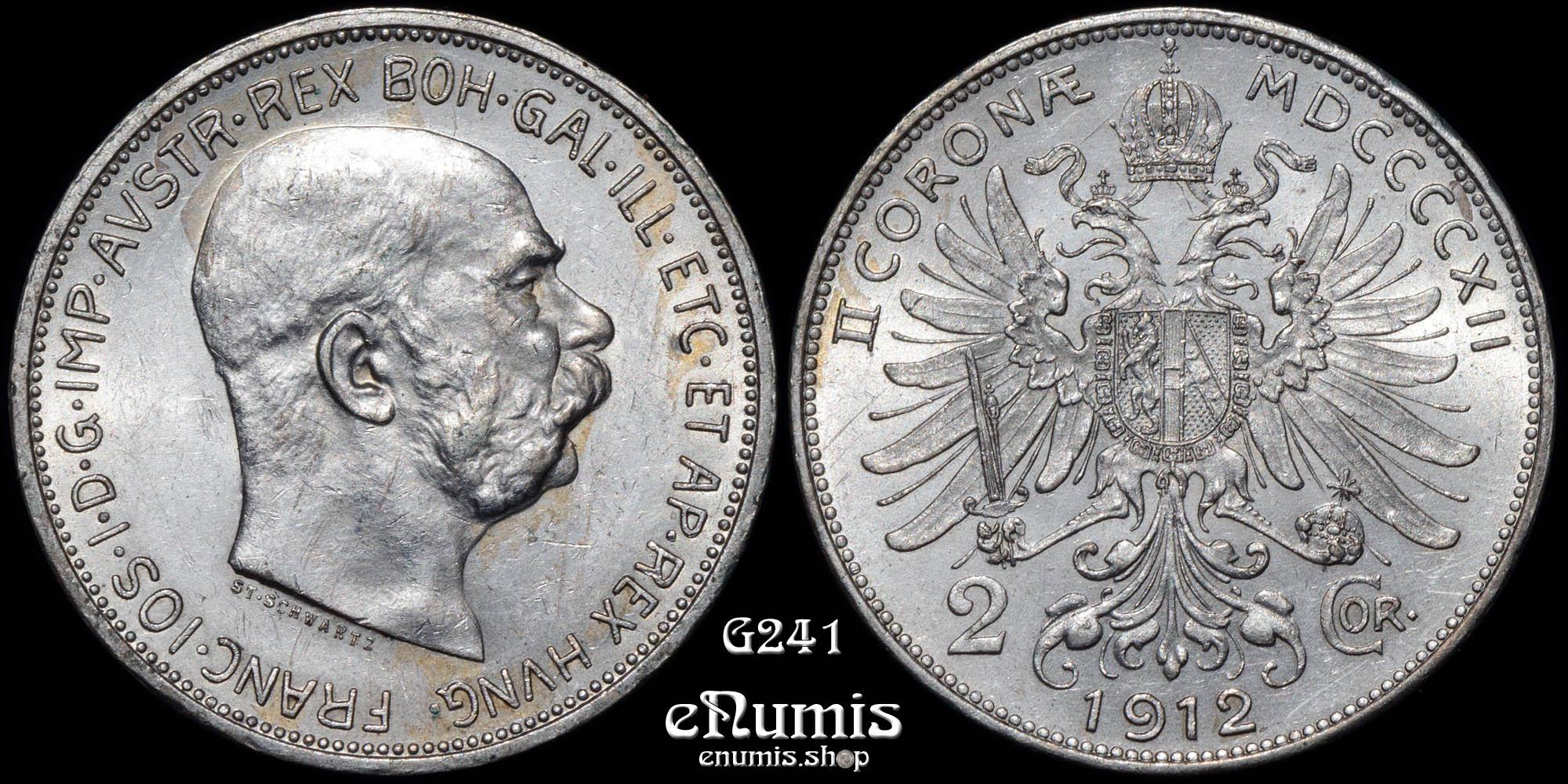 AUSTRIA, Franz Joseph I, 2 Corona 1912, aUNC/UNC