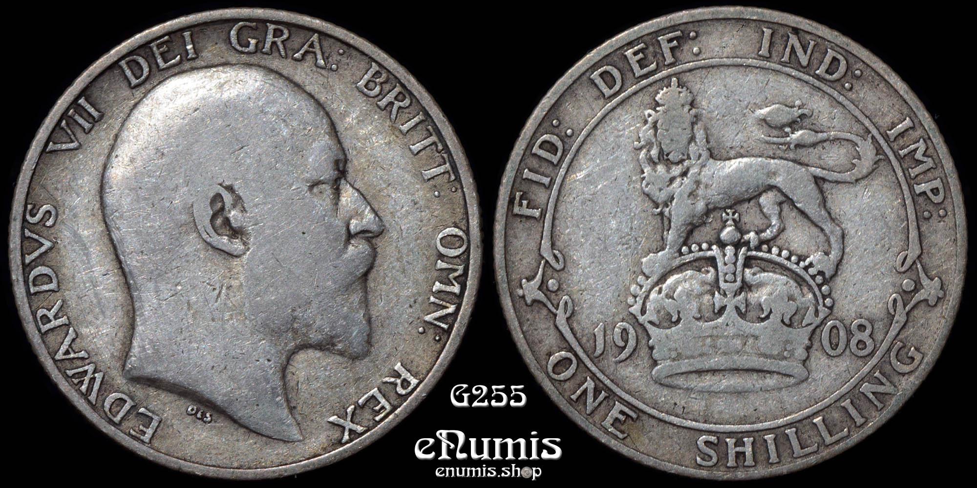 Great Britain, Edward VII, Shilling 1908, Scarce, Fine+ Great Britain, Edward VII, Shilling 1908, Scarce, Fine+