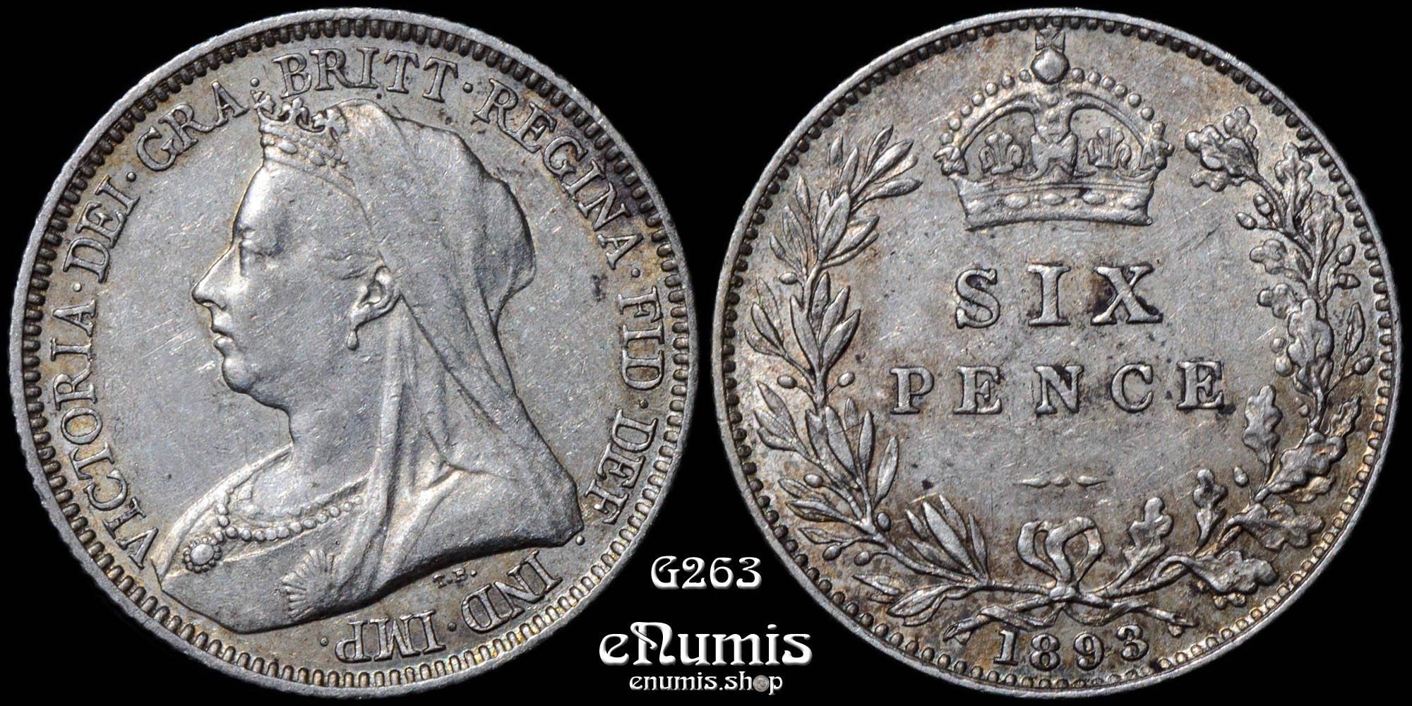 Great Britain, Victoria, Sixpence 1893, XF+ Great Britain, Victoria, Sixpence 1893, XF+