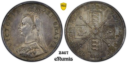 Great Britain, Victoria, Double Florin 1887, Arabic 1, PCGS MS 63