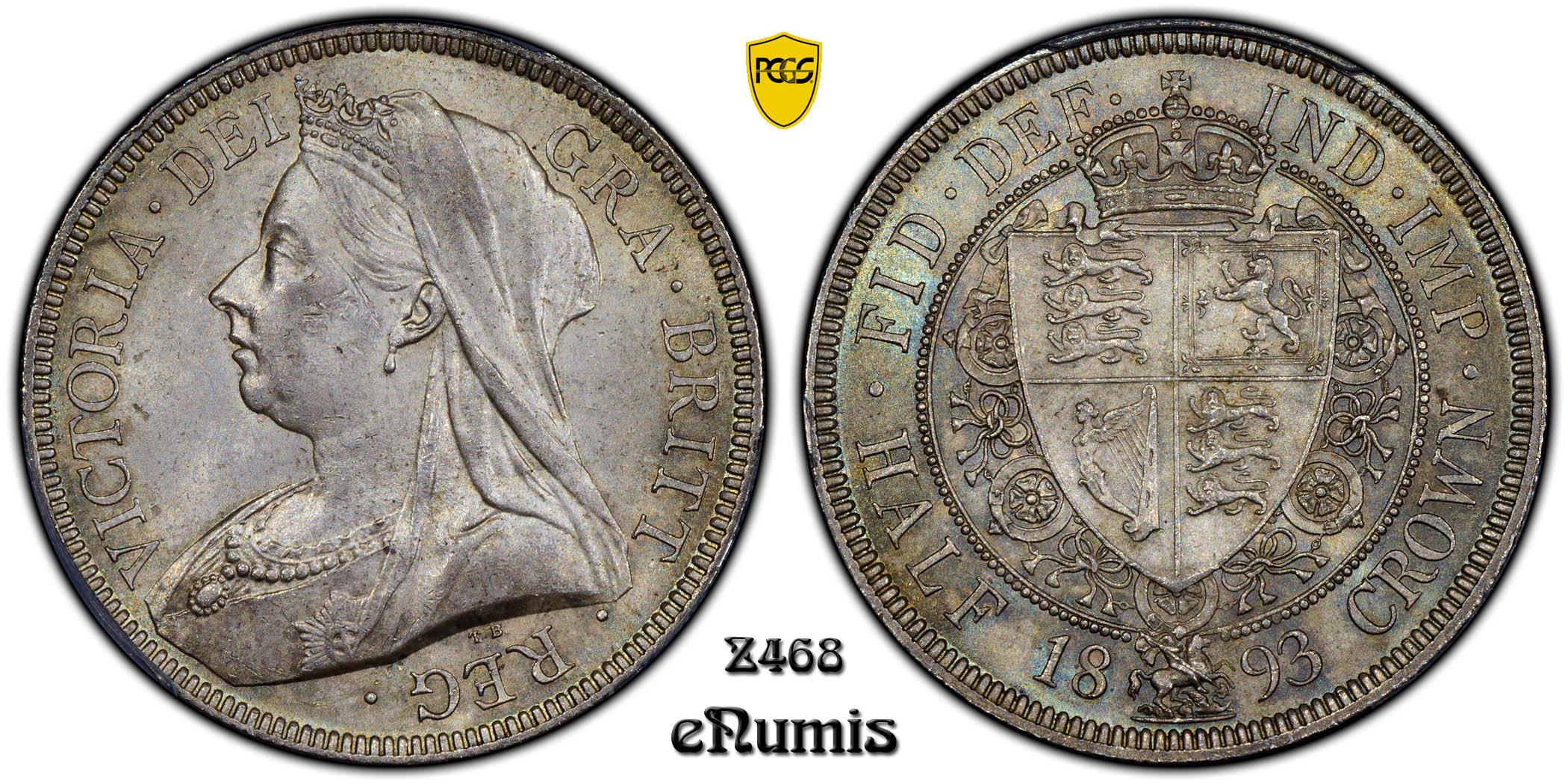 Great Britain, Victoria, Halfcrown 1893, PCGS MS 64 Great Britain, Victoria, Halfcrown 1893, PCGS MS 64