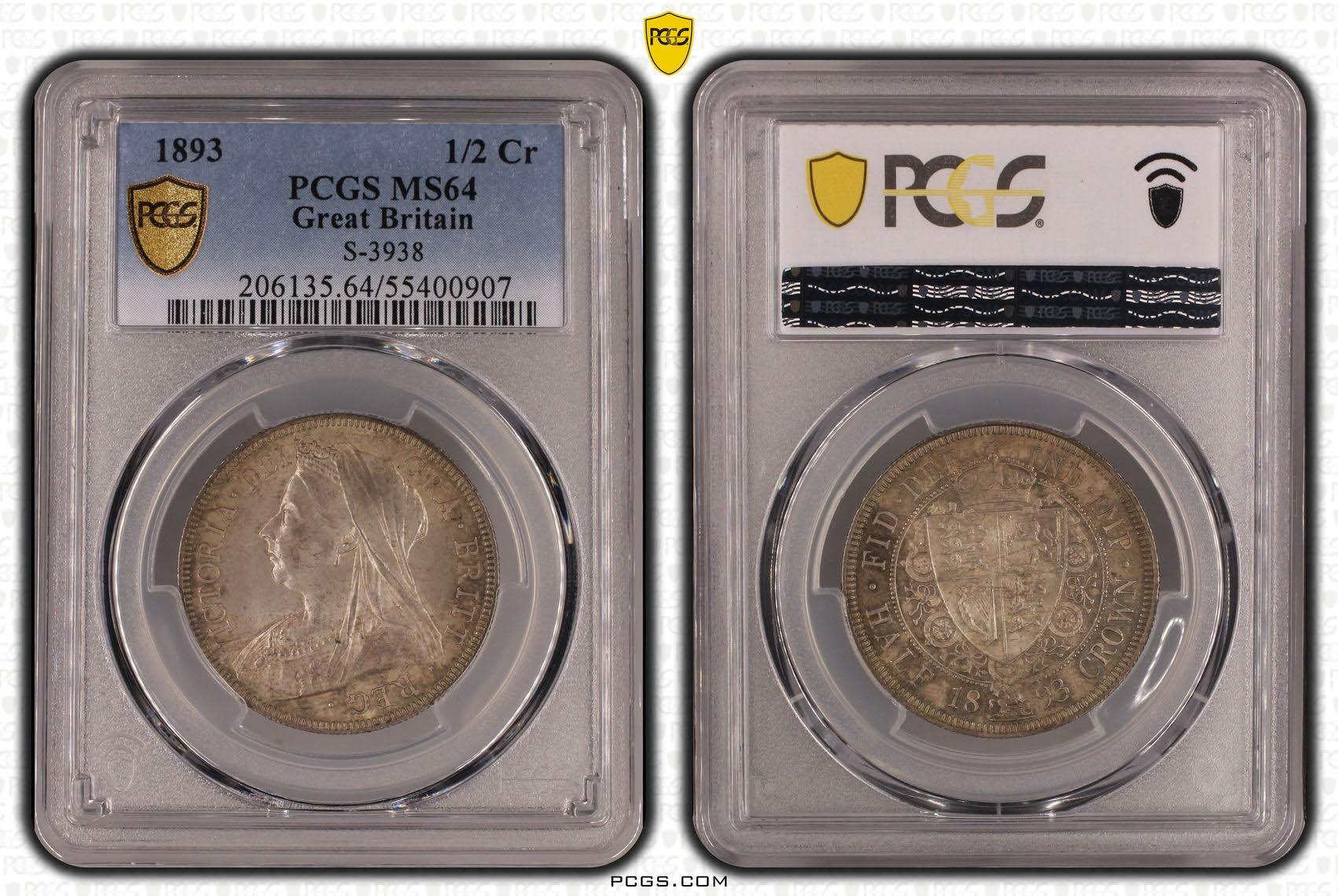 Great Britain, Victoria, Halfcrown 1893, PCGS MS 64 Great Britain, Victoria, Halfcrown 1893, PCGS MS 64