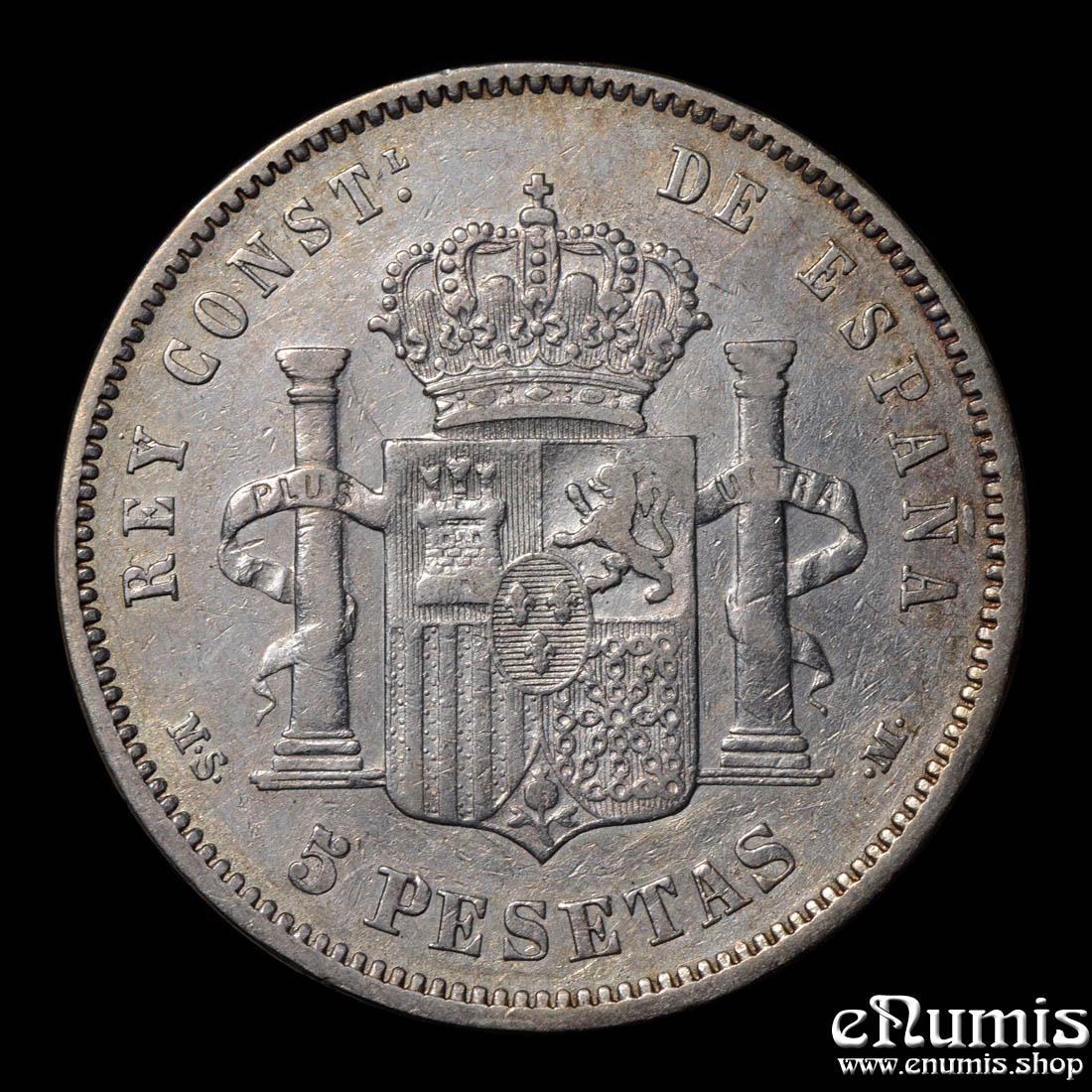 SPAIN, Alfonso XII, 5 Pesetas 1882/1 MS-M, VF+