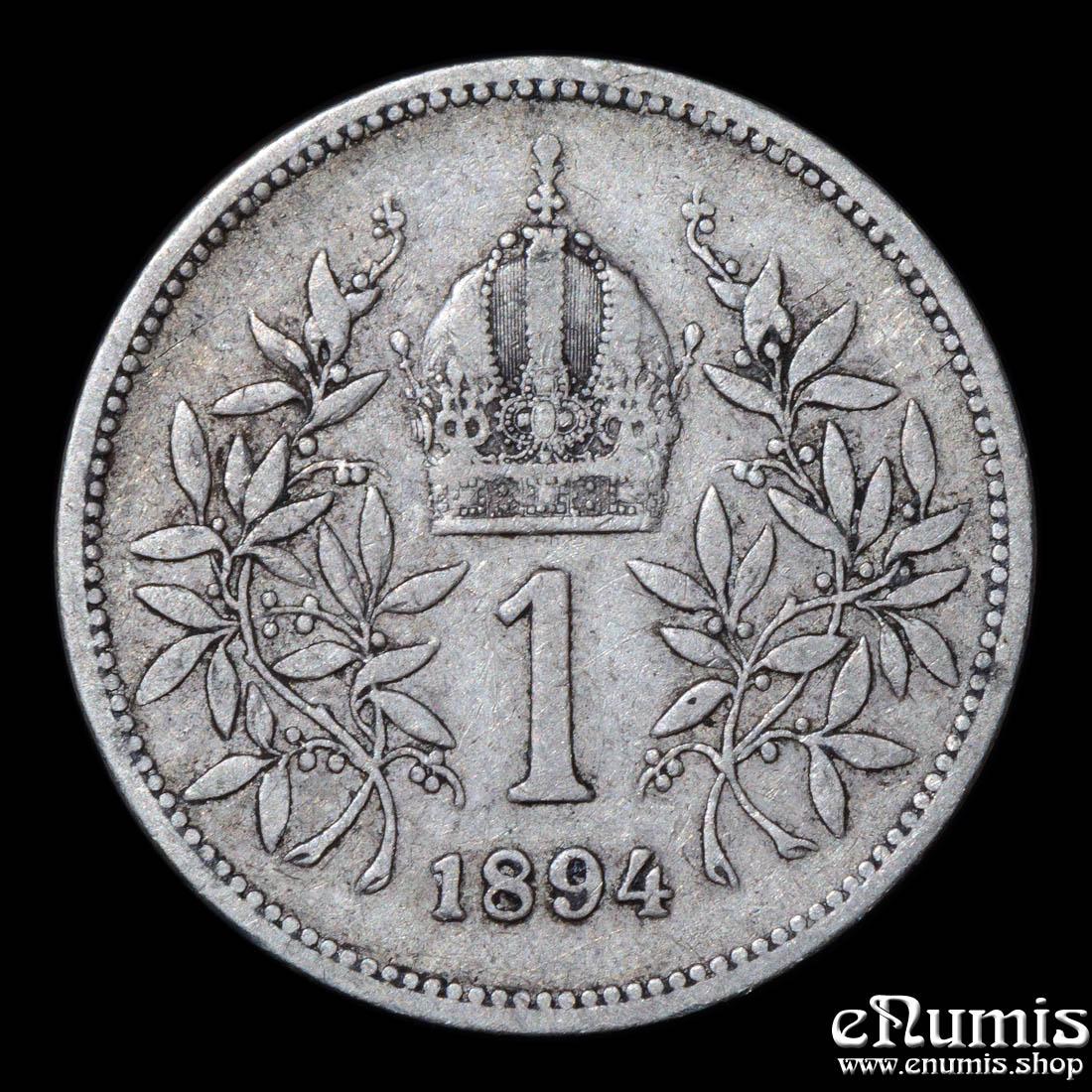 AUSTRIA, Franz Joseph I, 1 Corona 1894, VF