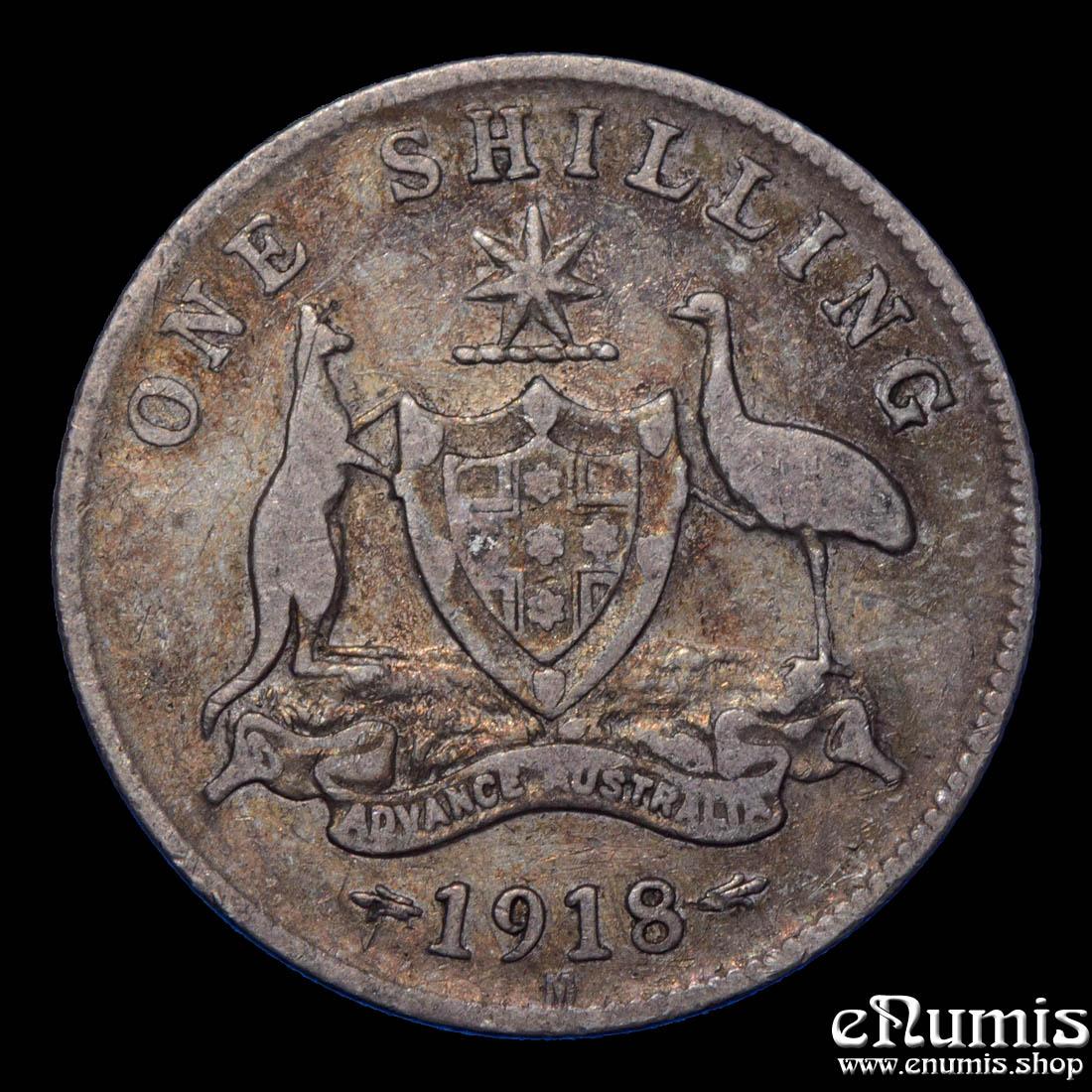 AUSTRALIA, George V, Shilling 1918 M, Toned, VF