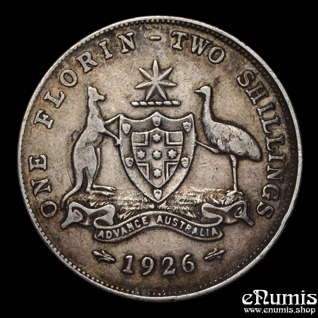 AUSTRALIA, George V, Florin 1926, toned, VF