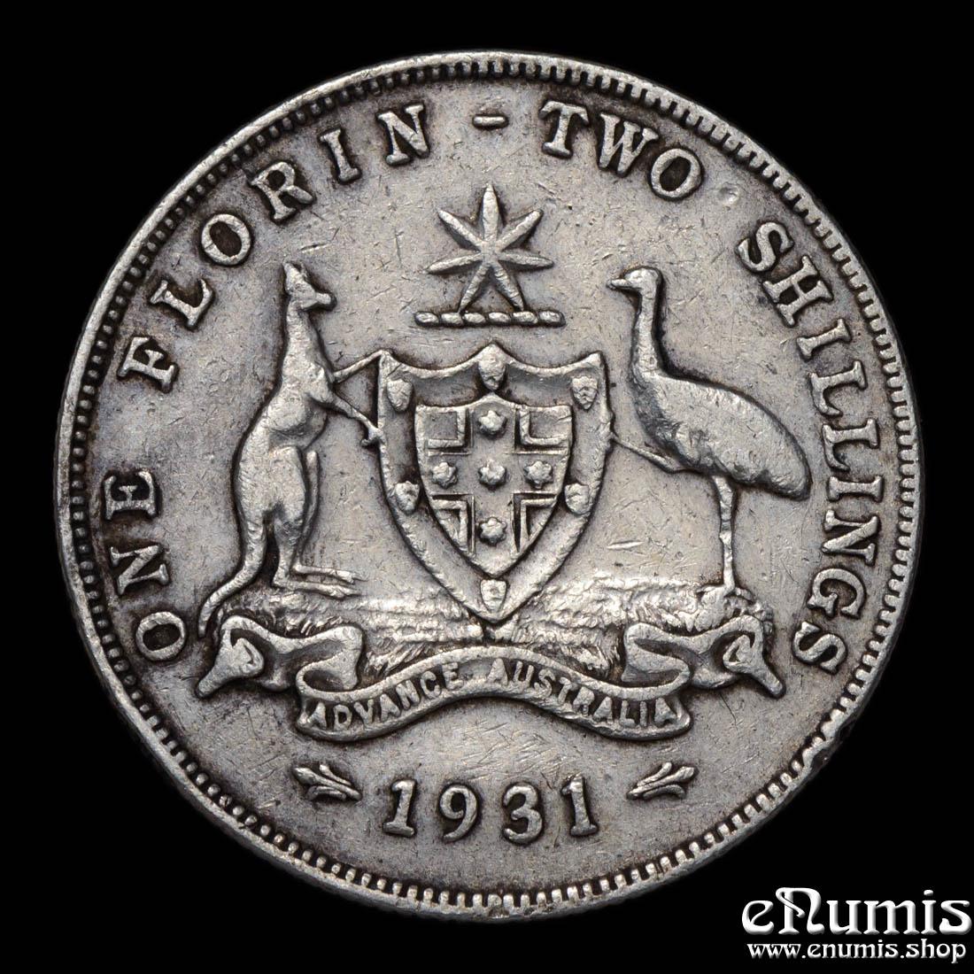 AUSTRALIA, George V, Florin 1931, VF+
