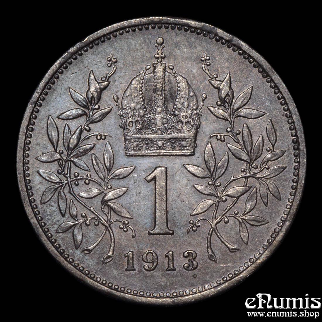 AUSTRIA, Franz Joseph I, 1 Corona 1913, toned, aUNC