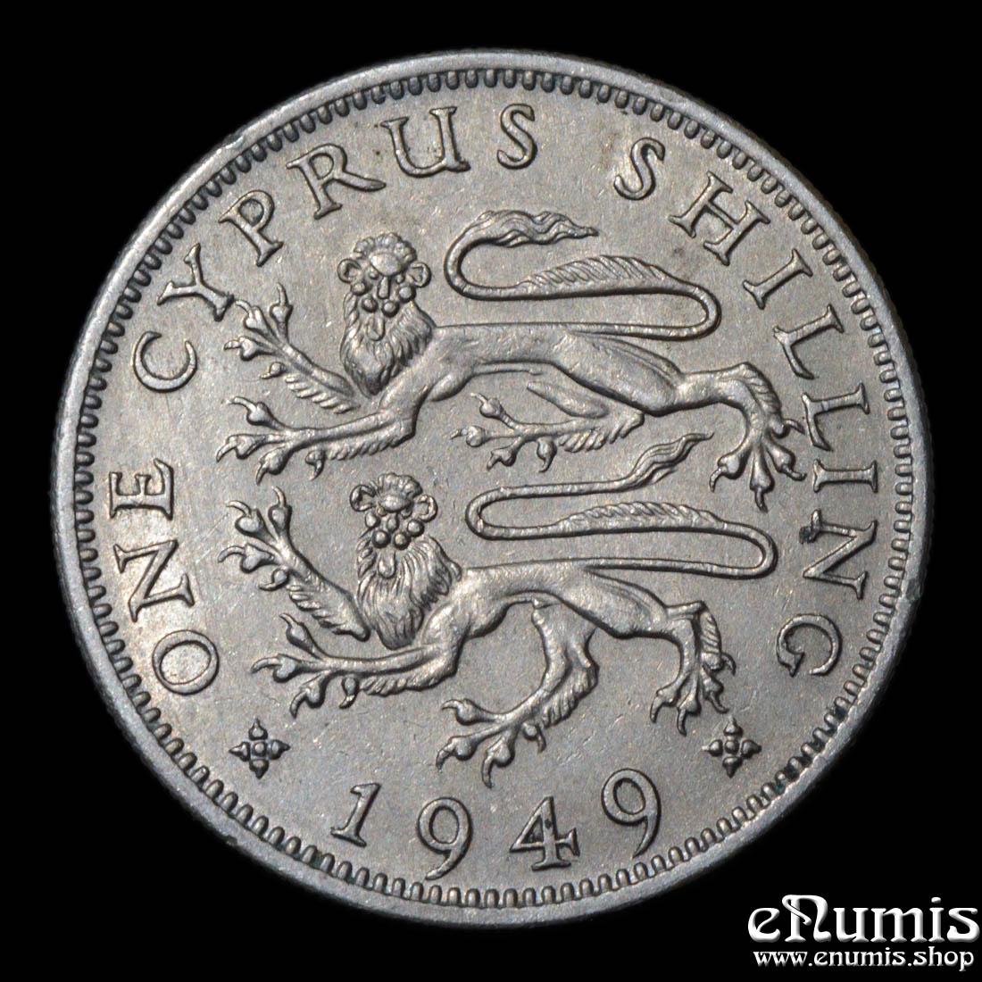CYPRUS, George VI, Shilling 1949, XF-UNC
