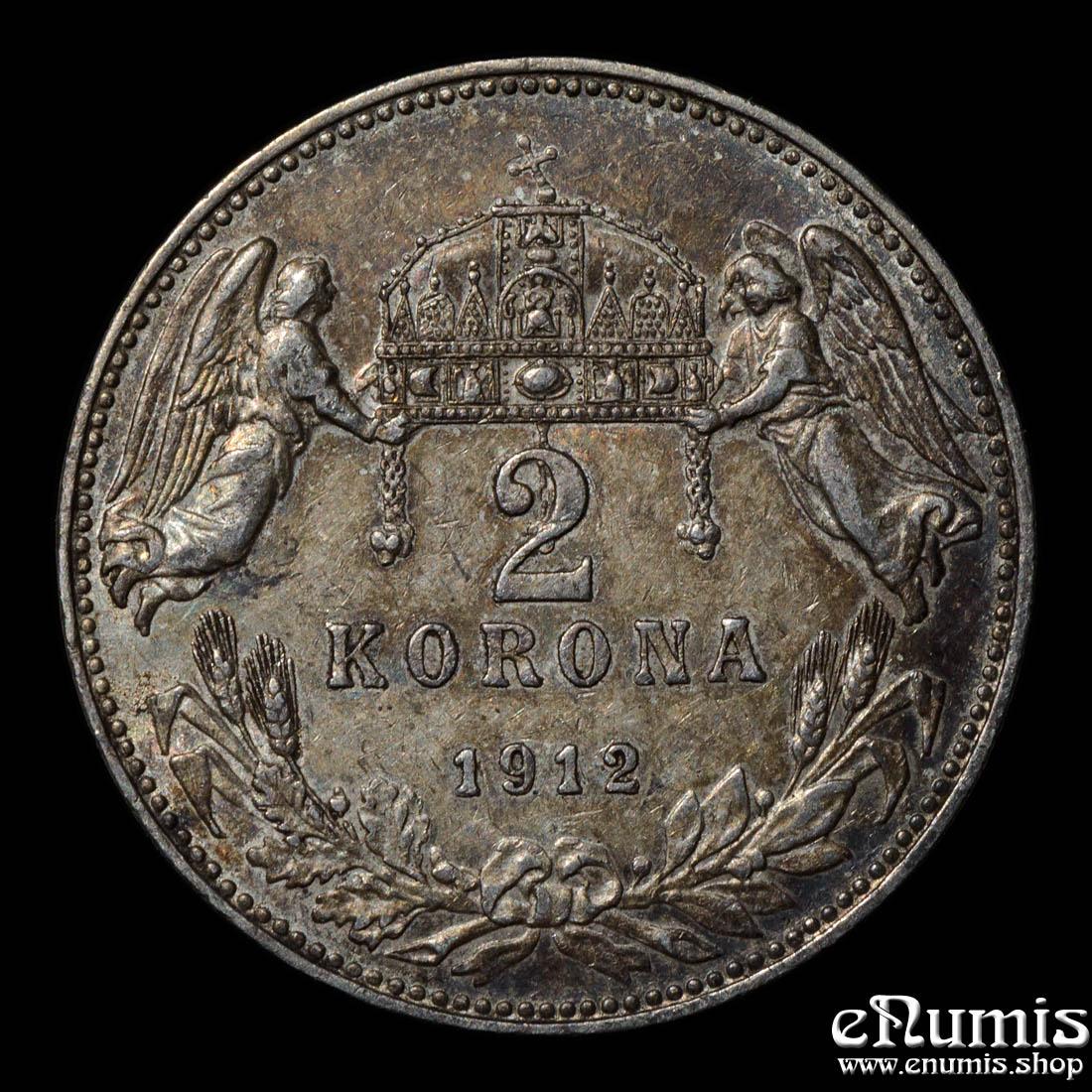 HUNGARY, Franz Joseph I, 2 Korona 1912, nicely toned, XF+